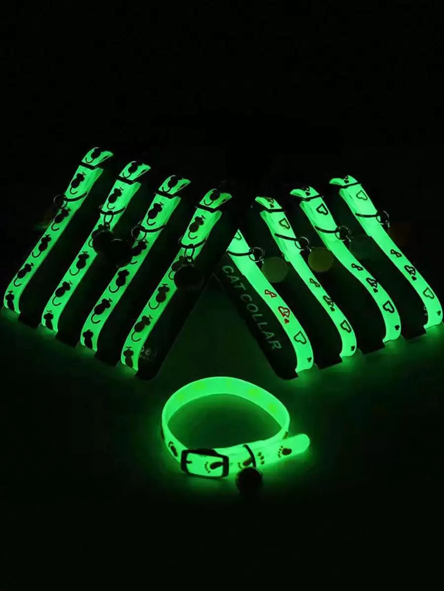 1pc Random Glow In The Dark Pet Collar For Dog And Cat For Outdoor