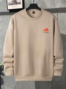 Manfinity Áo nỉ Nam Lá thư Giải trí - Màu Khaki - Xem 2