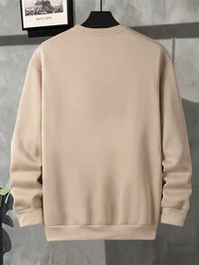 Manfinity Áo nỉ Nam Lá thư Giải trí - Màu Khaki - Xem 3