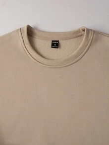 Manfinity Áo nỉ Nam Lá thư Giải trí - Màu Khaki - Xem 7