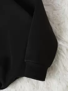 INAWLY Letter Graphic Thermal Lined Sweatshirt Fall Cloth For Women - Black - View 5