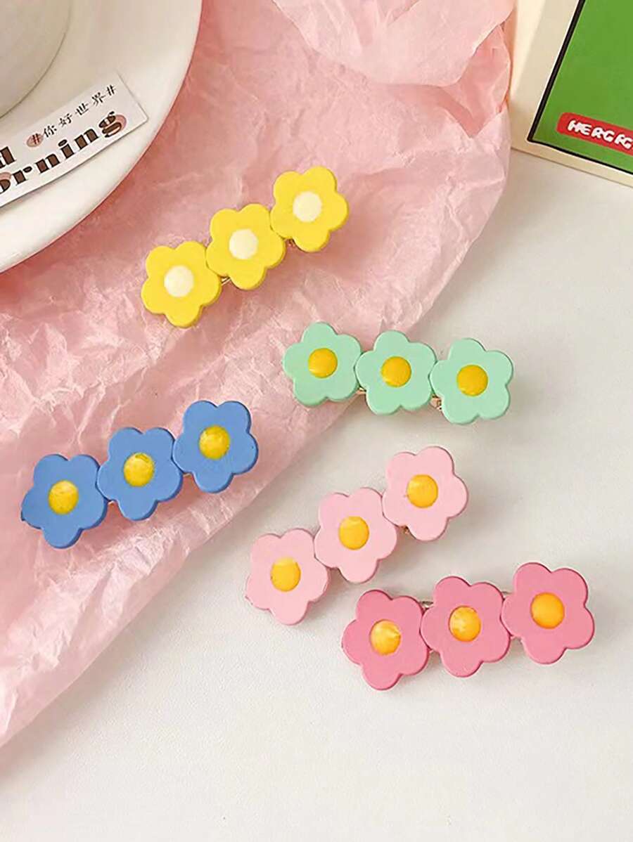 5入組女士花朵裝飾時尚髮夾適用於頭髮裝飾用品