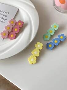 5入組女士花朵裝飾時尚髮夾適用於頭髮裝飾用品