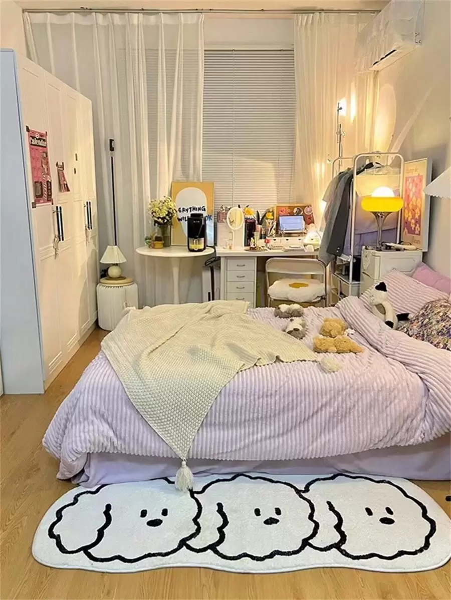 1Pc Dog Pattern Rug, Cartoon Cute Polyester Floor Carpet For Home Bedroom Decor - Multicolor - View 1