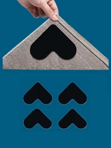 1入組黑色心形家庭地毯防滑貼紙適用於日常 - 黑色 - 查看 1