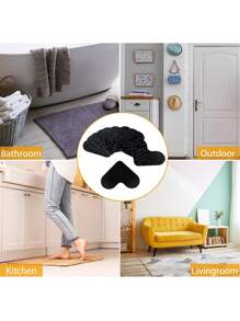 1入組黑色心形家庭地毯防滑貼紙適用於日常 - 黑色 - 查看 5