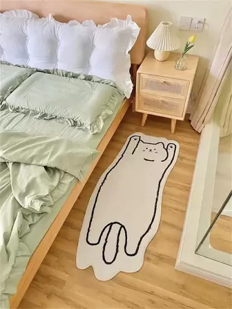 1pc Cat Pattern Rug, Cartoon Cute Polyester Floor Carpet For Home ,Room Decor