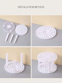 1 pieza de plástico Cepillo de maquillaje almacenamiento minimalista unicolor Cepillo de maquillaje Estante de almacenaje para casa - Blanco - Ver 3