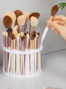 1 pieza de plástico Cepillo de maquillaje almacenamiento minimalista unicolor Cepillo de maquillaje Estante de almacenaje para casa - Blanco - Ver 5