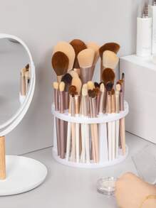 1 pieza de plástico Cepillo de maquillaje almacenamiento minimalista unicolor Cepillo de maquillaje Estante de almacenaje para casa - Blanco - Ver 6