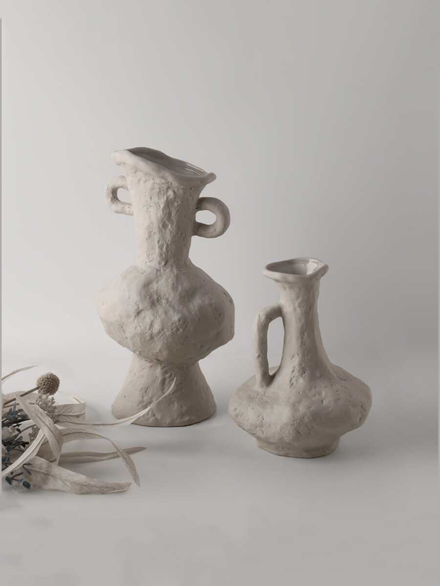 1 件瓷花瓶，复古花瓶，适用于家居装饰、家居装饰、花瓶、餐桌装饰 - 灰色 - 查看 1