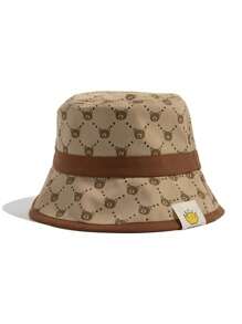 1pc Toddler Kids Bear Pattern Casual Bucket Hat For Daily Life - Coffee Brown - View 1