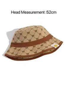 1pc Toddler Kids Bear Pattern Casual Bucket Hat For Daily Life - Coffee Brown - View 4