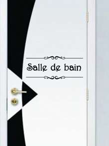 1pc PVC Wall Decal, Letter Graphic Wall Sticker For Bathroom,Stickers,Wall Decal, Vinyl Decal For Home Decorations,Spring Decoration Items Refresh Your Home,Rama Decoration Stickers - Black - View 3