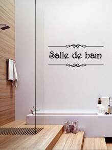 1pc PVC Wall Decal, Letter Graphic Wall Sticker For Bathroom,Stickers,Wall Decal, Vinyl Decal For Home Decorations,Spring Decoration Items Refresh Your Home,Rama Decoration Stickers - Black - View 4