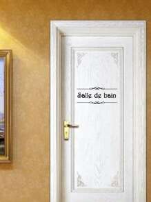 1pc PVC Wall Decal, Letter Graphic Wall Sticker For Bathroom,Stickers,Wall Decal, Vinyl Decal For Home Decorations,Spring Decoration Items Refresh Your Home,Rama Decoration Stickers - Black - View 5