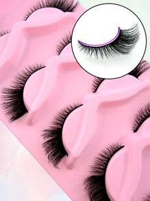 5 Pairs Full False Lashes Cat Eye Look 15mm Tail Elongated Eyelashes Fluffy Volumized Eyelashes Faux Mink Strip False Lashes Strip Lashes, Lashes, Eyelashes, Fake Lashes - Black - View 3