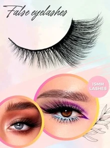 5 Pairs Full False Lashes Cat Eye Look 15mm Tail Elongated Eyelashes Fluffy Volumized Eyelashes Faux Mink Strip False Lashes Strip Lashes, Lashes, Eyelashes, Fake Lashes - Black - View 5