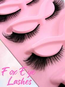 5 Pairs Full False Lashes Cat Eye Look 15mm Tail Elongated Eyelashes Fluffy Volumized Eyelashes Faux Mink Strip False Lashes Strip Lashes, Lashes, Eyelashes, Fake Lashes - Black - View 6