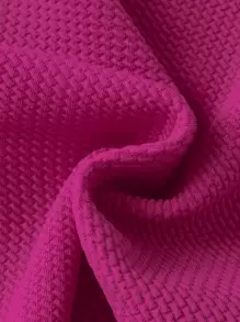 SHEIN 青少女實色針織休閒背心，圓領線條和曲線襯裙 - 玫紅色 - 查看 3