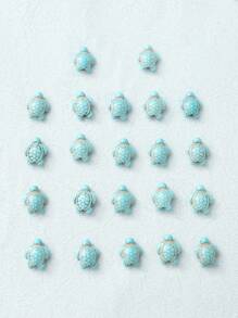 22入組自然綠松石色海洋龜形狀凸圓形 - 薄荷綠 - 查看 1