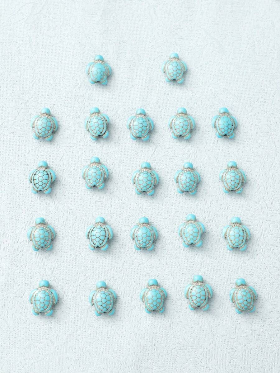 22入組自然綠松石色海洋龜形狀凸圓形 - 薄荷綠 - 查看 1