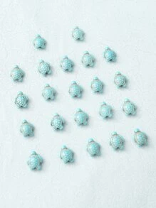 22入組自然綠松石色海洋龜形狀凸圓形 - 薄荷綠 - 查看 2