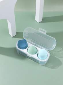 3pcs Makeup Sponge With Storage Box - Multicolor - View 1