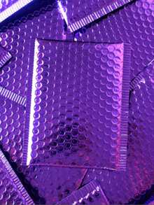 10pcs Solid Color Mini Self-adhesive Bubble Mailer Bag, Simple Waterproof Packing Bag For Home, Office, School - Purple - View 2