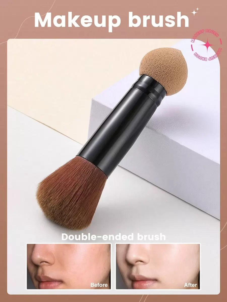 1个多功能双头化妆海绵刷/粉底刷/遮瑕刷/腮红刷/修容刷/古铜粉刷/散粉刷/粉底刷/腮红刷/赠品 - 彩色 - 查看 1