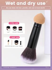 1pc Multi-Function Double Head Cosmetic Sponge, One End Is A Cosmetic Sponge, The Other End Is A Makeup Brush - Multicolor - View 4