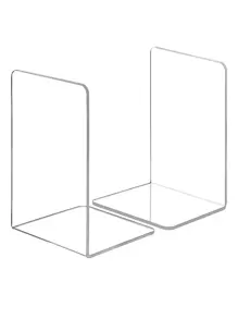 2 Cái chặn sách, chặn sách Acrylic, chặn sách chống trượt, chặn sách trong suốt cho thư viện trường học và sắp xếp để bàn, chặn sách Acrylic cho kệ sách - Trong sáng - Xem 1