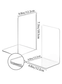 2 Cái chặn sách, chặn sách Acrylic, chặn sách chống trượt, chặn sách trong suốt cho thư viện trường học và sắp xếp để bàn, chặn sách Acrylic cho kệ sách - Trong sáng - Xem 4
