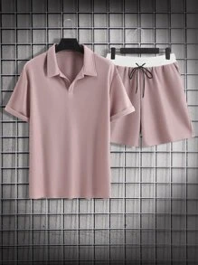Manfinity Conjuntos para hombre Cordón Canalé Color combinado Casual - Rosa vieja - Ver 1