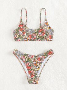 SHEIN Swim Bộ bikini in hoa đi biển mùa hè - Nhiều màu - Xem 7