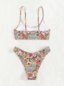 SHEIN Swim Bộ bikini in hoa đi biển mùa hè - Nhiều màu - Xem 3