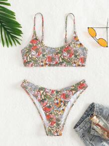 SHEIN Swim Bộ bikini in hoa đi biển mùa hè - Nhiều màu - Xem 6