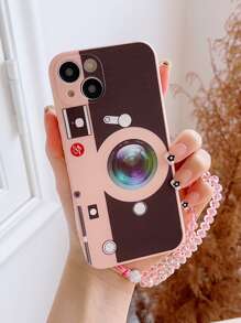 Camera Pattern Phone Case With Lanyard - Multicolor - View 1