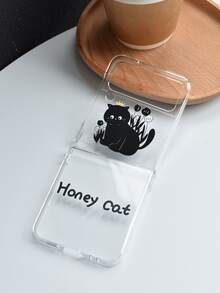 Cartoon Cat Pattern Clear Phone Case - Black - View 2