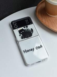 Cartoon Cat Pattern Clear Phone Case - Black - View 4