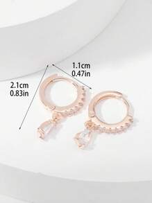 Hihho Cubic Zirconia Decor Drop Earrings - Rose Gold - View 4