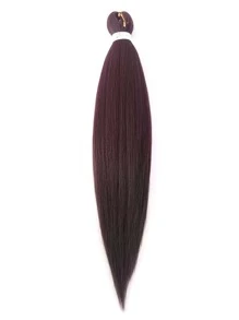 長款直筒合成纖維接髮 - 酒紅色 - 查看 1