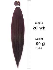 長款直筒合成纖維接髮 - 酒紅色 - 查看 3