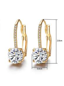 MONALLY 1 par Pendientes de aro atractivo zirconia cúbica para mujeres para fiesta - Amarillo Oro - Ver 4