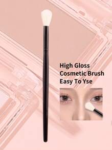 1pc Highlight Brush With Wool, Easy To Apply Powder, Wood Handle, Professional Makeup Tool - Black - View 1