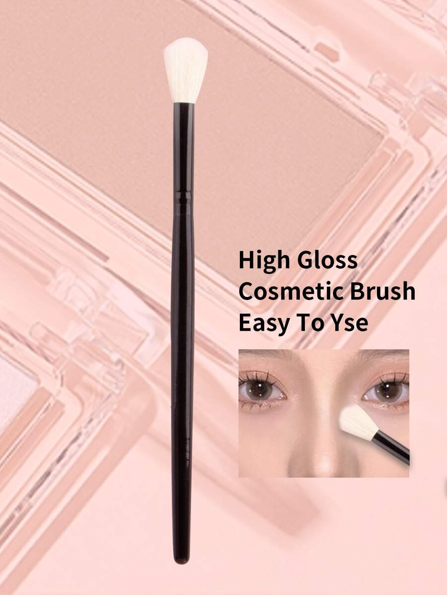 1pc Highlight Brush With Wool, Easy To Apply Powder, Wood Handle, Professional Makeup Tool - Black - View 1