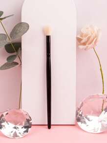 1pc Highlight Brush With Wool, Easy To Apply Powder, Wood Handle, Professional Makeup Tool - Black - View 3
