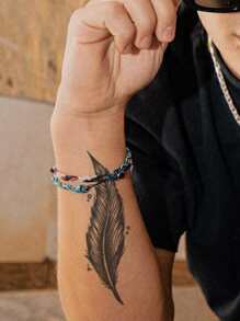 1sheet Feather Pattern Tattoo Sticker - Black - View 2