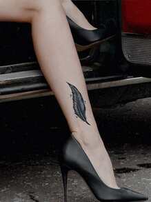 1sheet Feather Pattern Tattoo Sticker - Black - View 5