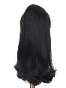 中等卷馬尾合成纖維接髮 - 黑色 - 查看 1